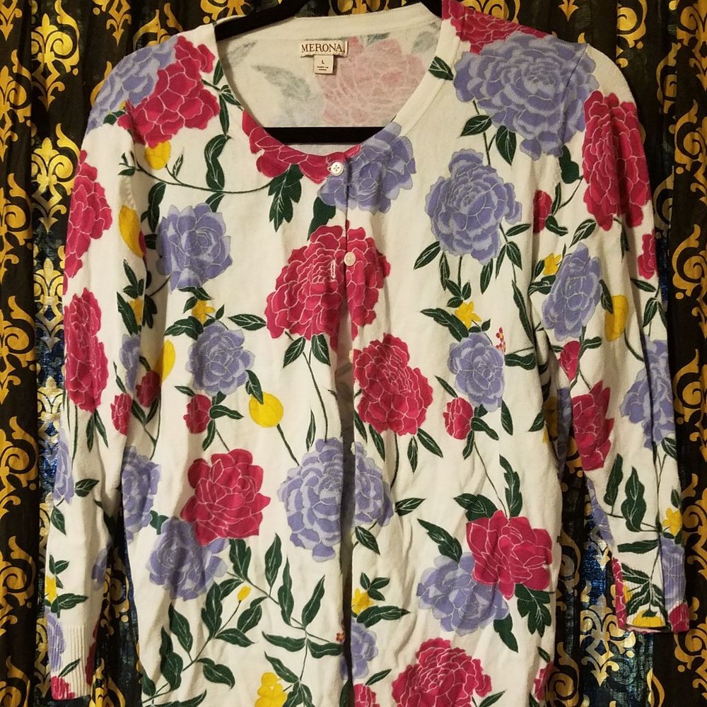 Cute floral button down cardigan